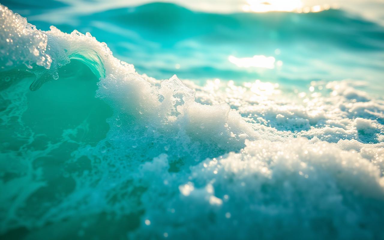 Sunlight on turquoise Caribbean foam