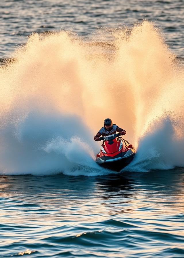 Jetski carving a tight turn